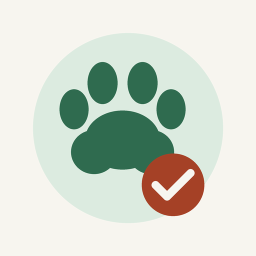 Ícone do app Meu Pet em Dia: pata verde com sinal de conclusão