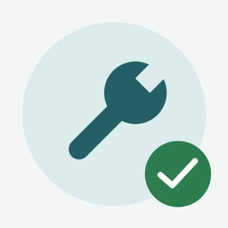 Ícone do app Meu Serviço: chave inglesa azul-petróleo com sinal de conclusão verde