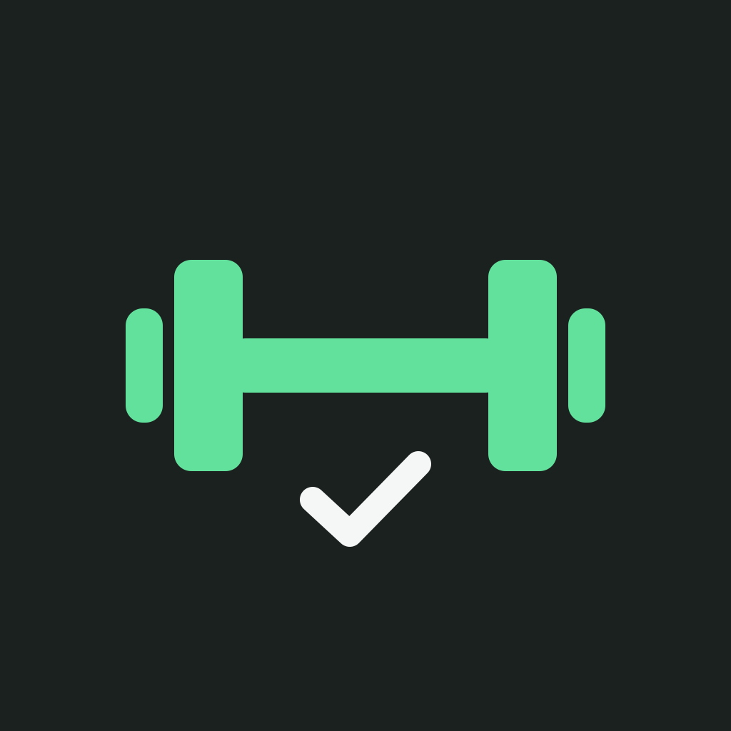Ícone do Treino Simples: halter verde com sinal de conclusão