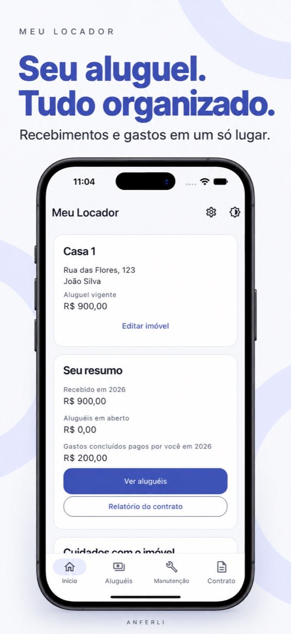 Visão geral da locação no Meu Locador, em composição de marketing