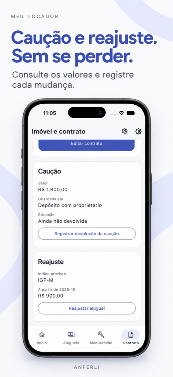 Caução e reajuste no Meu Locador, em composição de marketing