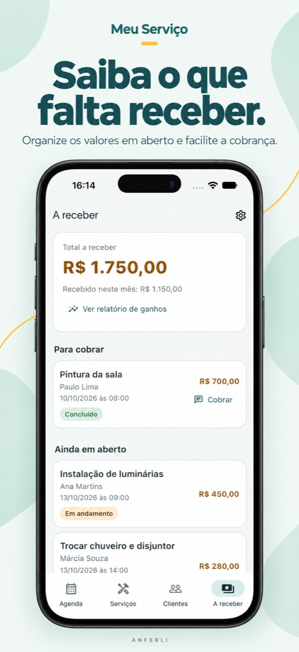 Valores a receber no Meu Serviço, em composição de marketing